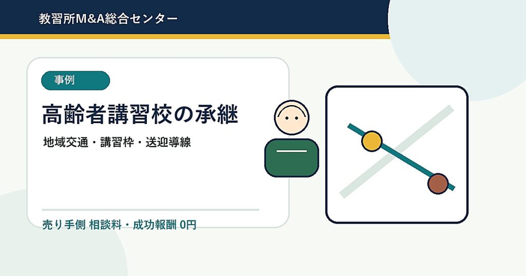 高齢者講習需要が強い郊外教習所M&A事例のアイキャッチ画像