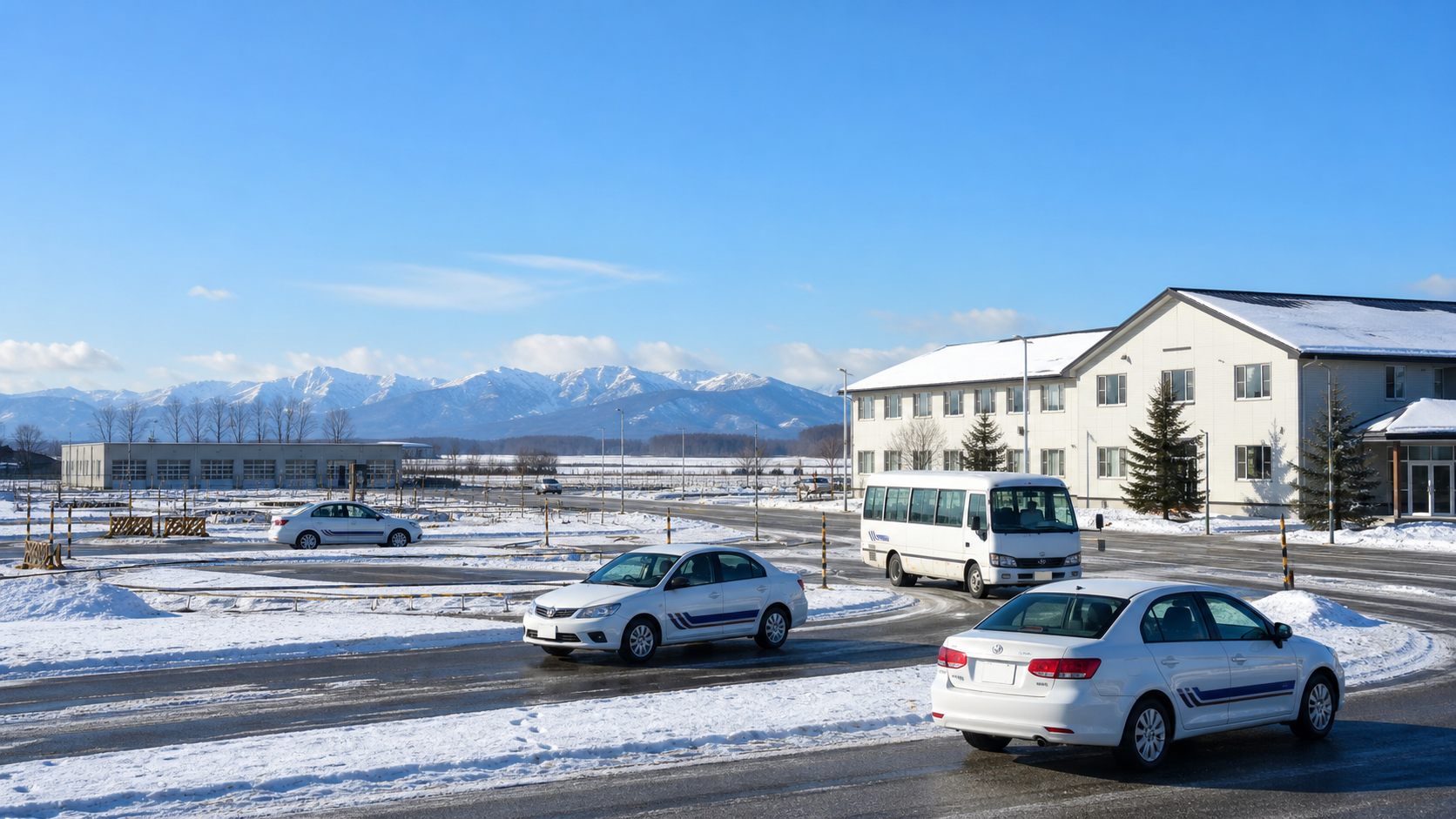 Winter driving school course and shuttle bus in eastern Hokkaido