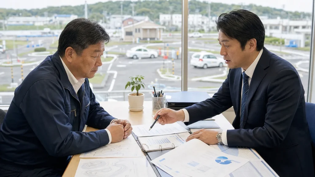 指定教習所の事業承継について公安委員会対応や指導員体制を確認している様子