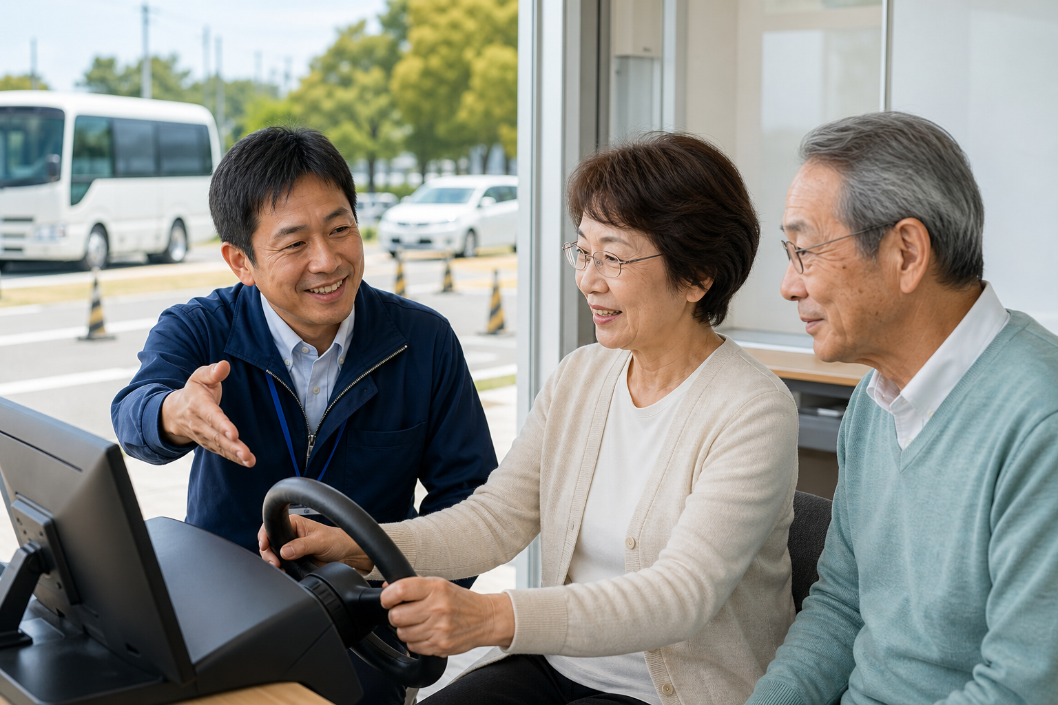高齢者講習と地域送迎の継続を考える教習所のイメージ